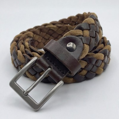 Life Style Butiken Ανδρική Χειροποίητη Δερμάτινη Ζώνη Πλεκτή LS1200525 ΚΑΦΕ