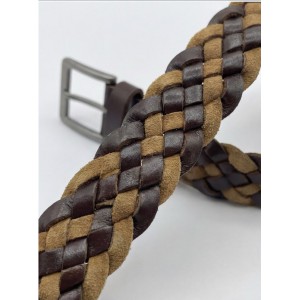 Life Style Butiken Ανδρική Χειροποίητη Δερμάτινη Ζώνη Πλεκτή LS1200525 ΚΑΦΕ