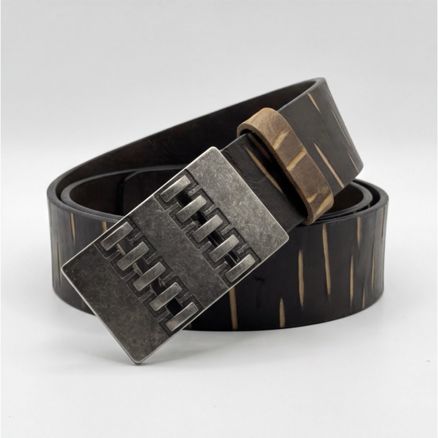 Life Style Butiken Ανδρική Χειροποίητη Δερμάτινη Ζώνη με μεταλλιλή αγκράφα LS1200528 ΚΑΦΕ