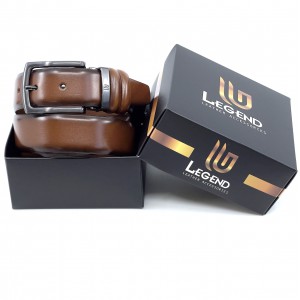 Life Style Butiken Ανδρική Δερμάτινη Ζώνη Με Μεταλλική Αγκράφα LS12007 Ταμπά 3.5cm Φάρδος