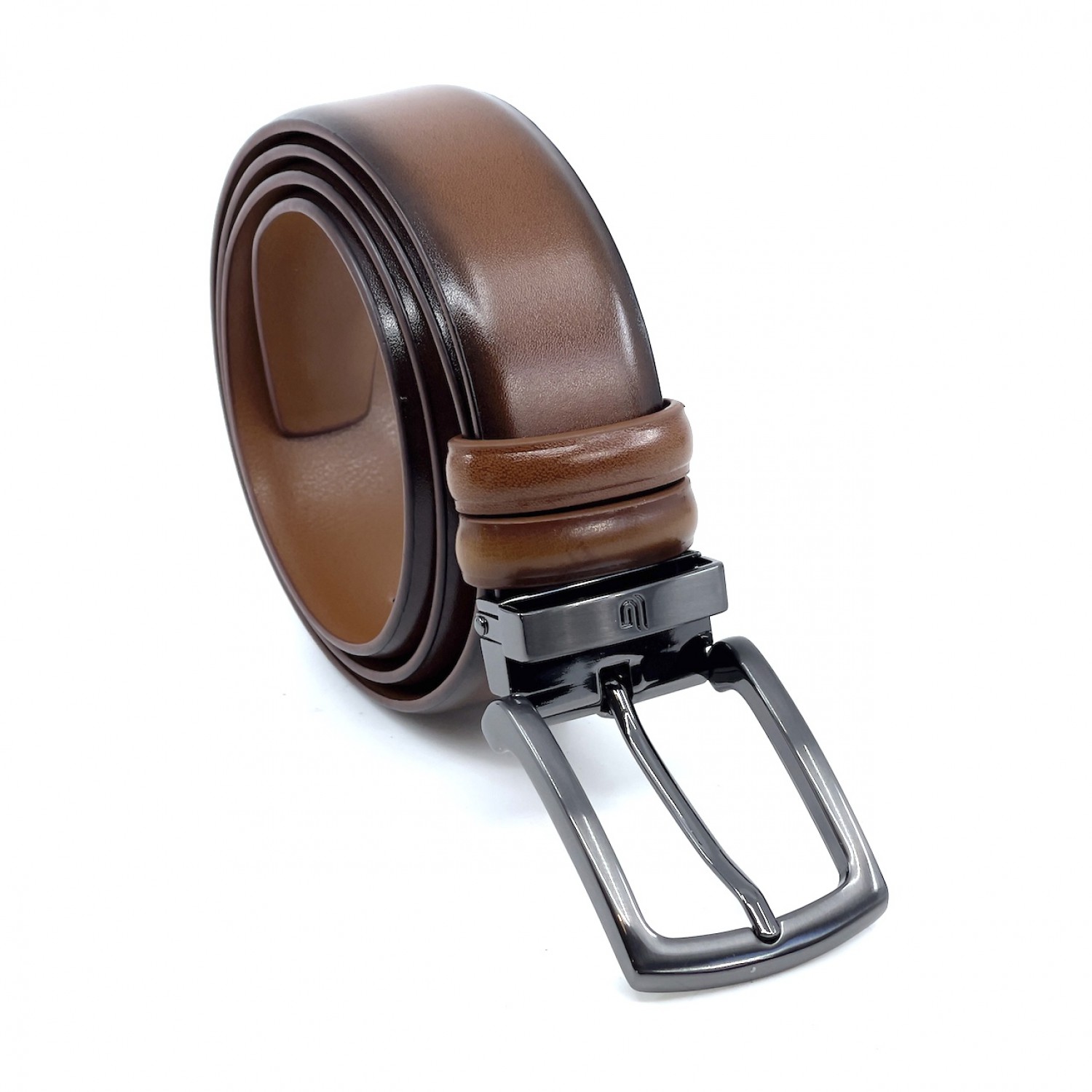 Life Style Butiken Ανδρική Δερμάτινη Ζώνη Με Μεταλλική Αγκράφα LS12007 Ταμπά 3.5cm Φάρδος