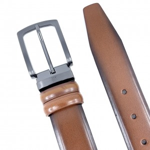 Life Style Butiken Ανδρική Δερμάτινη Ζώνη Με Μεταλλική Αγκράφα LS12007 Ταμπά 3.5cm Φάρδος