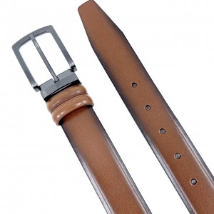 Life Style Butiken Ανδρική Δερμάτινη Ζώνη Με Μεταλλική Αγκράφα LS12007 Ταμπά 3.5cm Φάρδος