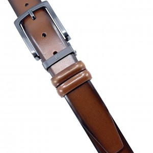 Life Style Butiken Ανδρική Δερμάτινη Ζώνη Με Μεταλλική Αγκράφα LS12007 Ταμπά 3.5cm Φάρδος