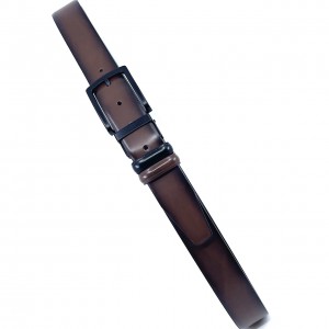 Life Style Butiken Ανδρική Δερμάτινη Ζώνη Με Μεταλλική Αγκράφα Διπλής 'Οψεως LS12021 BLACK-TABA 3.5cm Φάρδος