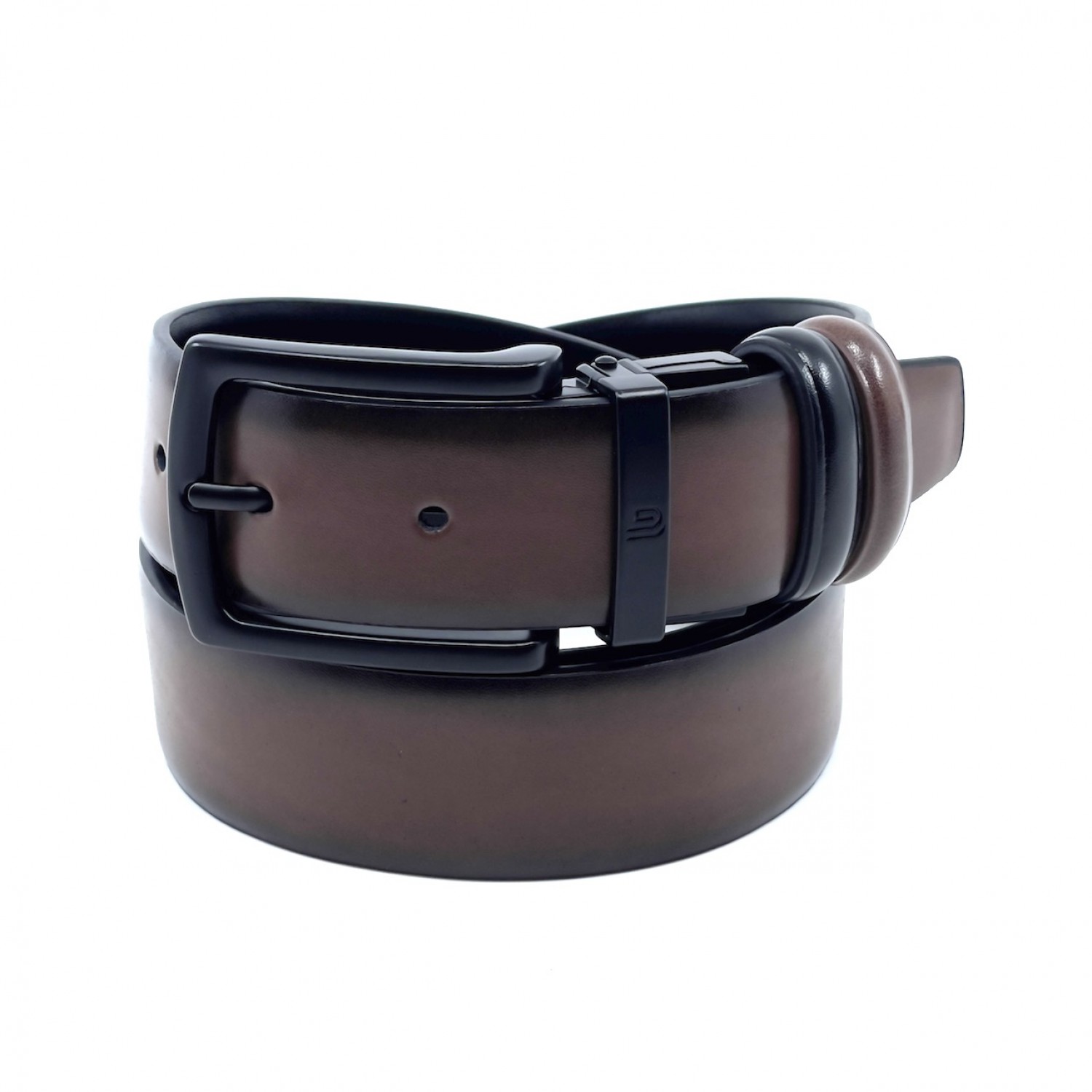 Life Style Butiken Ανδρική Δερμάτινη Ζώνη Με Μεταλλική Αγκράφα Διπλής 'Οψεως LS12021 BLACK-TABA 3.5cm Φάρδος