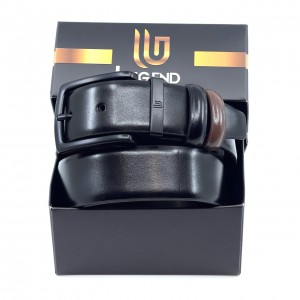 Life Style Butiken Ανδρική Δερμάτινη Ζώνη Με Μεταλλική Αγκράφα Διπλής 'Οψεως LS12021 BLACK-TABA 3.5cm Φάρδος