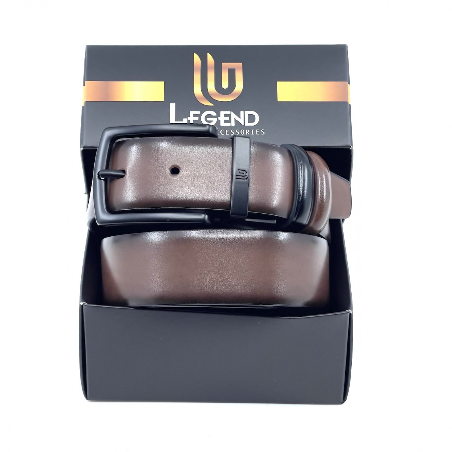 Life Style Butiken Ανδρική Δερμάτινη Ζώνη Με Μεταλλική Αγκράφα Διπλής 'Οψεως LS12021 BLACK-TABA 3.5cm Φάρδος