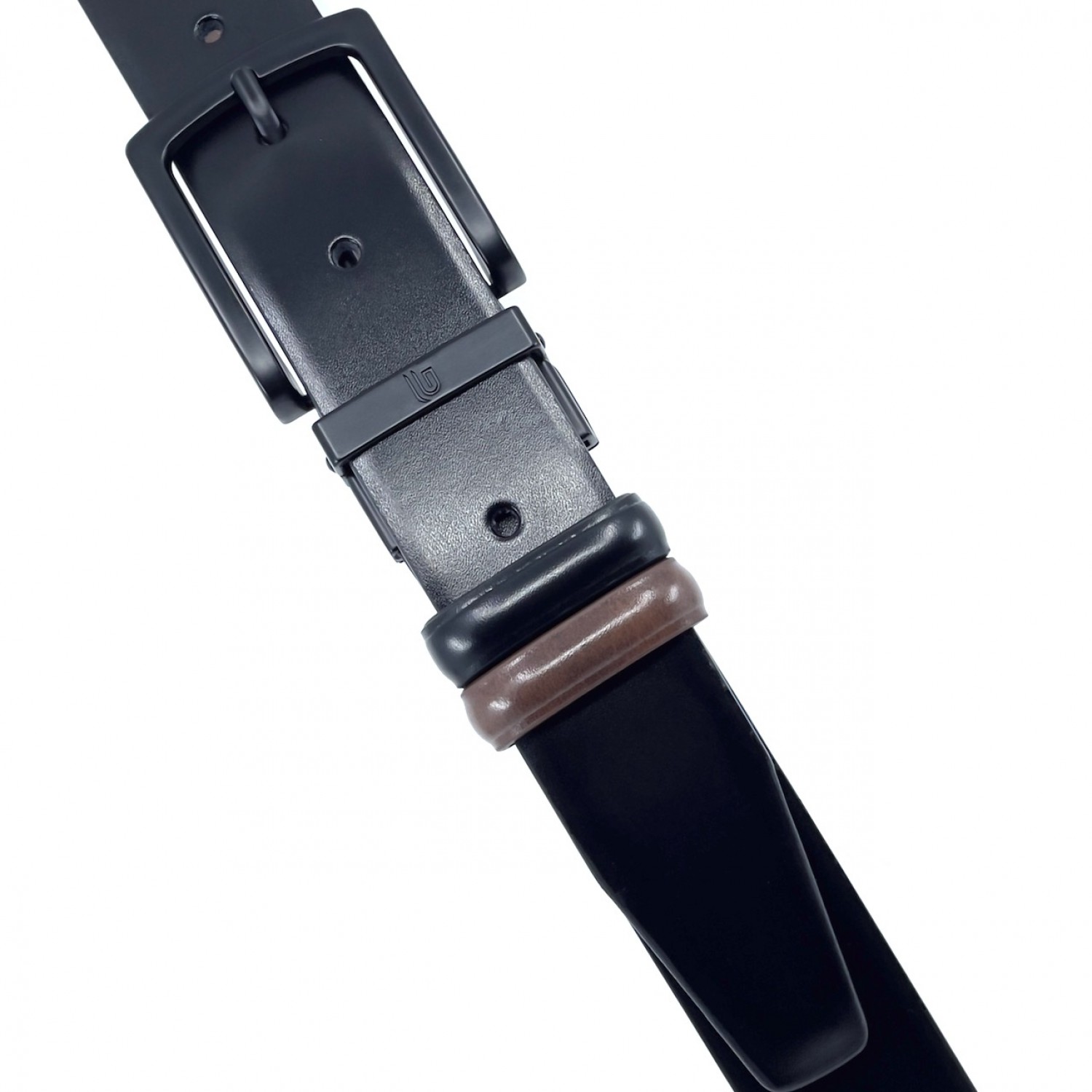 Life Style Butiken Ανδρική Δερμάτινη Ζώνη Με Μεταλλική Αγκράφα Διπλής 'Οψεως LS12021 BLACK-TABA 3.5cm Φάρδος