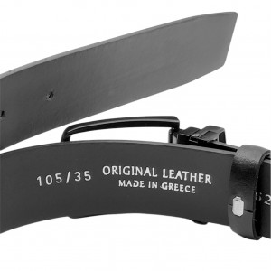 Life Style Butiken Ανδρική Δερμάτινη Ζώνη Με Μεταλλικ΄ή Μαύρη Αγκράφα LS11.376 ΜΑΥΡΟ 3.5cm Φάρδος