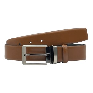 Life Style Butiken Ανδρική Δερμάτινη Ζώνη Με Μεταλλική Αγκράφα LS13.378 Ταμπά 3.5cm Φάρδος