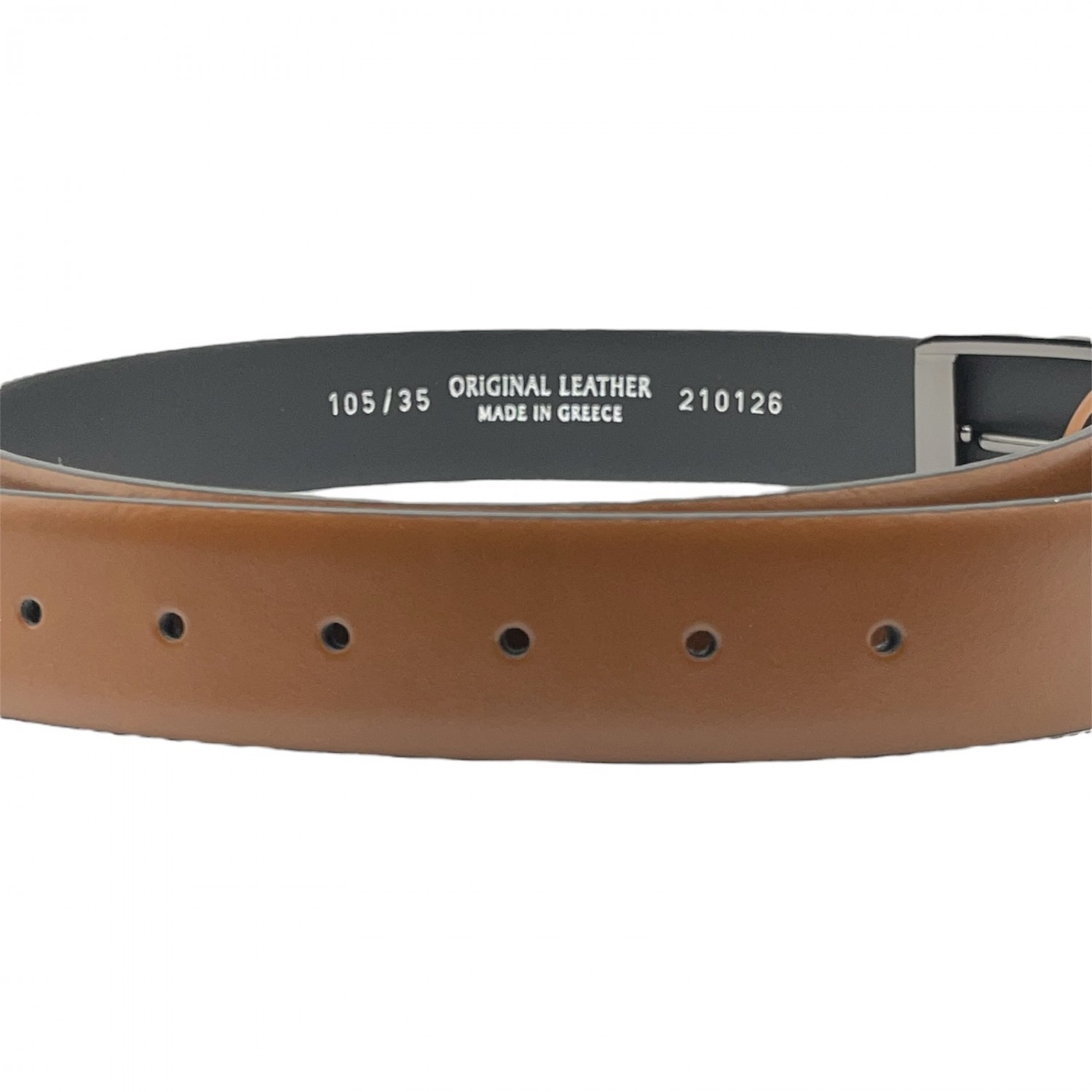 Life Style Butiken Ανδρική Δερμάτινη Ζώνη Με Μεταλλική Αγκράφα LS13.378 Ταμπά 3.5cm Φάρδος