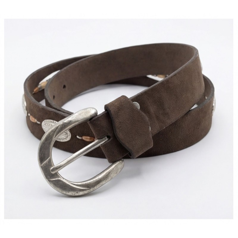 Life Style Butiken Ανδρική Χειροποίητη Δερμάτινη Ζώνη Western/Concho Belt  LS1200521 Καφέ Ανδρικά