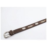Life Style Butiken Ανδρική Χειροποίητη Δερμάτινη Ζώνη Western/Concho Belt  LS1200521 Καφέ 4