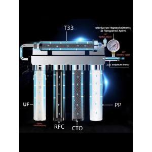 Naron Συσκευή Φίλτρου Νερού 304 Ανοξείδωτο Ατσάλι 5 σταδίων φιλτραρίσματος με μεμβράνη UltraFiltration 0,01micron 