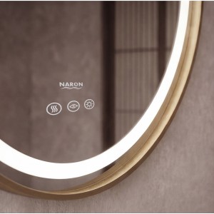 Naron Στρογγυλός Καθρέπτης Μπάνιου Led Αφής Με Brushed Gold Πλαίσιο Αλουμινίου 4εκ. Αντιθαμβωτική Λειτουργία  NR4648 BRUSHED GOLD