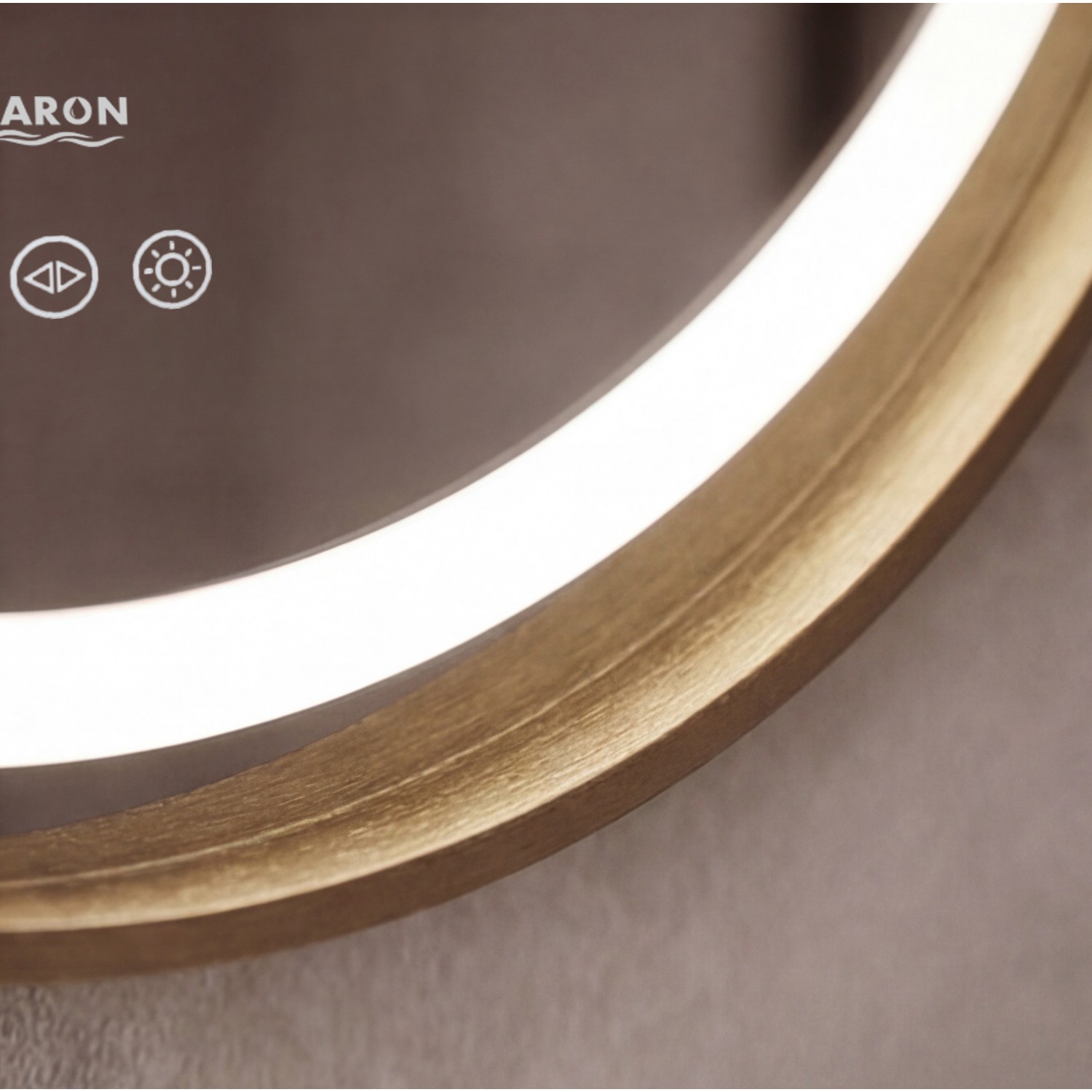 Naron Στρογγυλός Καθρέπτης Μπάνιου Led Αφής Με Brushed Gold Πλαίσιο Αλουμινίου 4εκ. Αντιθαμβωτική Λειτουργία  NR4648 BRUSHED GOLD