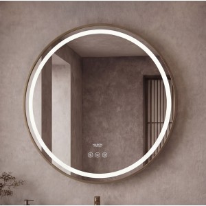 Naron Στρογγυλός Καθρέπτης Μπάνιου Led Αφής Με Brushed Gold Πλαίσιο Αλουμινίου 4εκ. Αντιθαμβωτική Λειτουργία  NR4648 BRUSHED GOLD