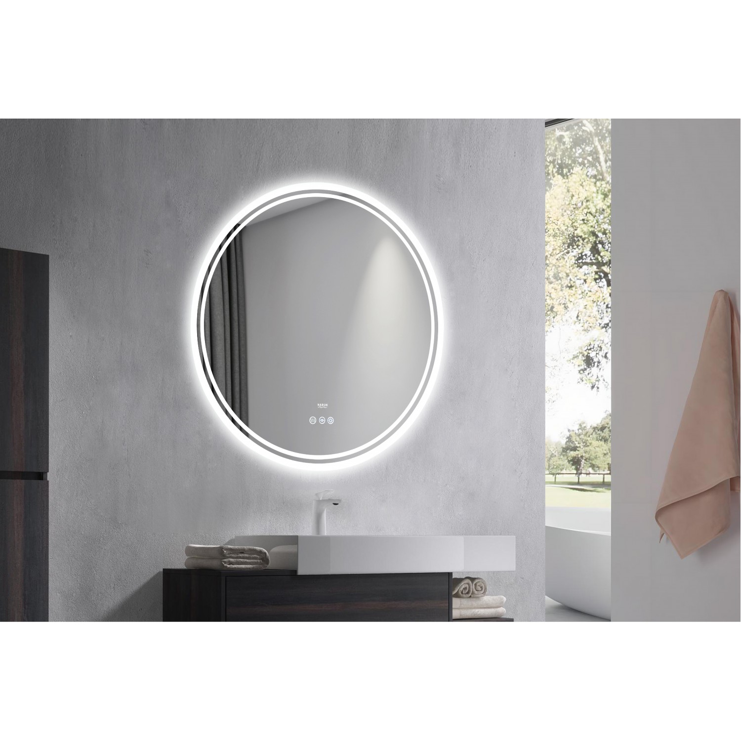 Naron Στρογγυλός Καθρέπτης Μπάνιου Led Αφής Με Αντιθαμβωτική Λειτουργία NR4528