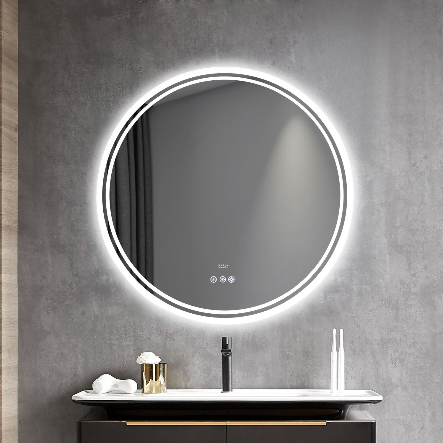 Naron Στρογγυλός Καθρέπτης Μπάνιου Led Αφής Με Αντιθαμβωτική Λειτουργία NR4528