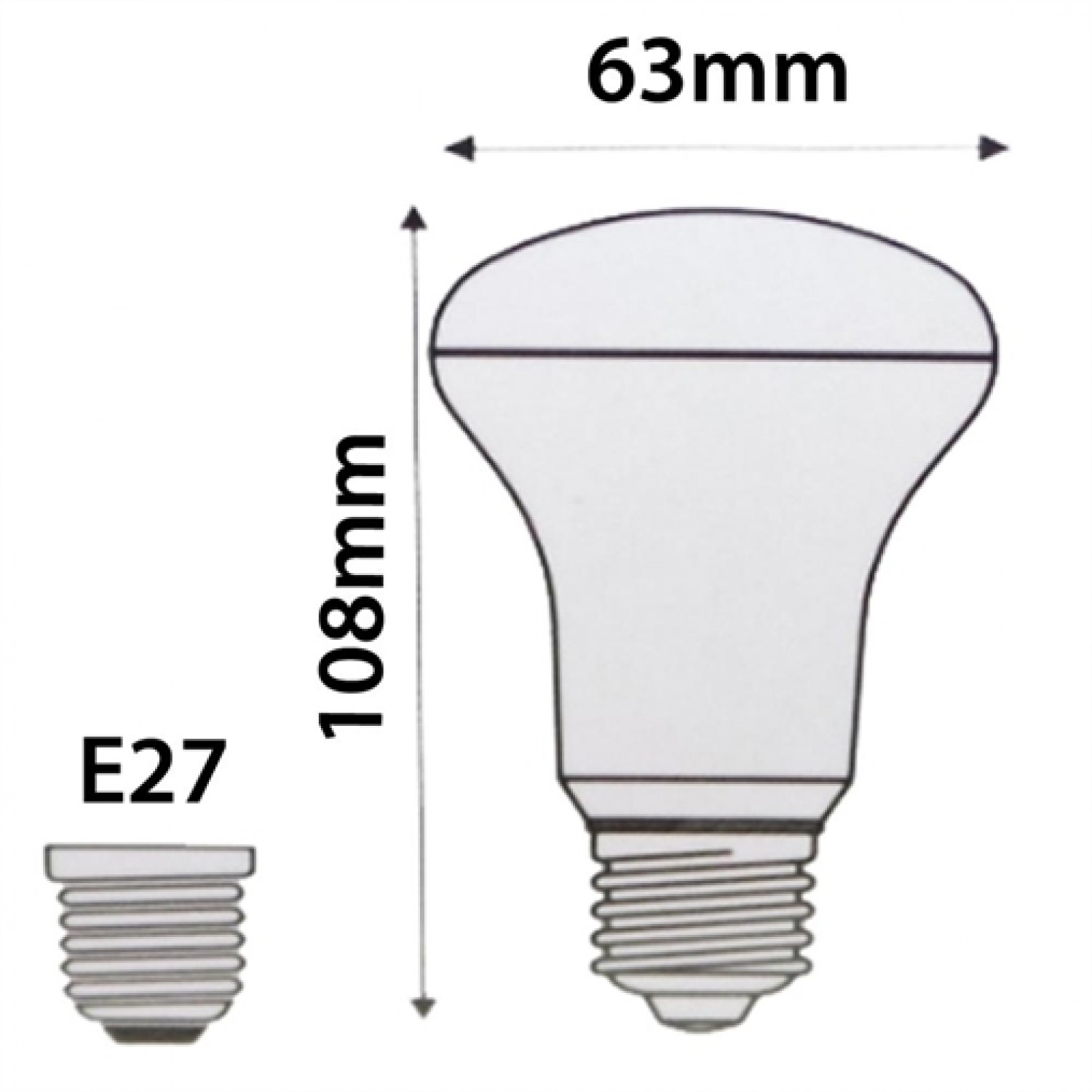 10X Λάμπες led R63 Μανιτάρι E27 8W 220V 6400k ψυχρό φως 760lumen