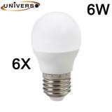 6Χ Λάμπες led σφαιρική Φ45 Ε27 6W 230V Θερμό φως 3000Κ 540lumen γωνία θέασης 200° 1