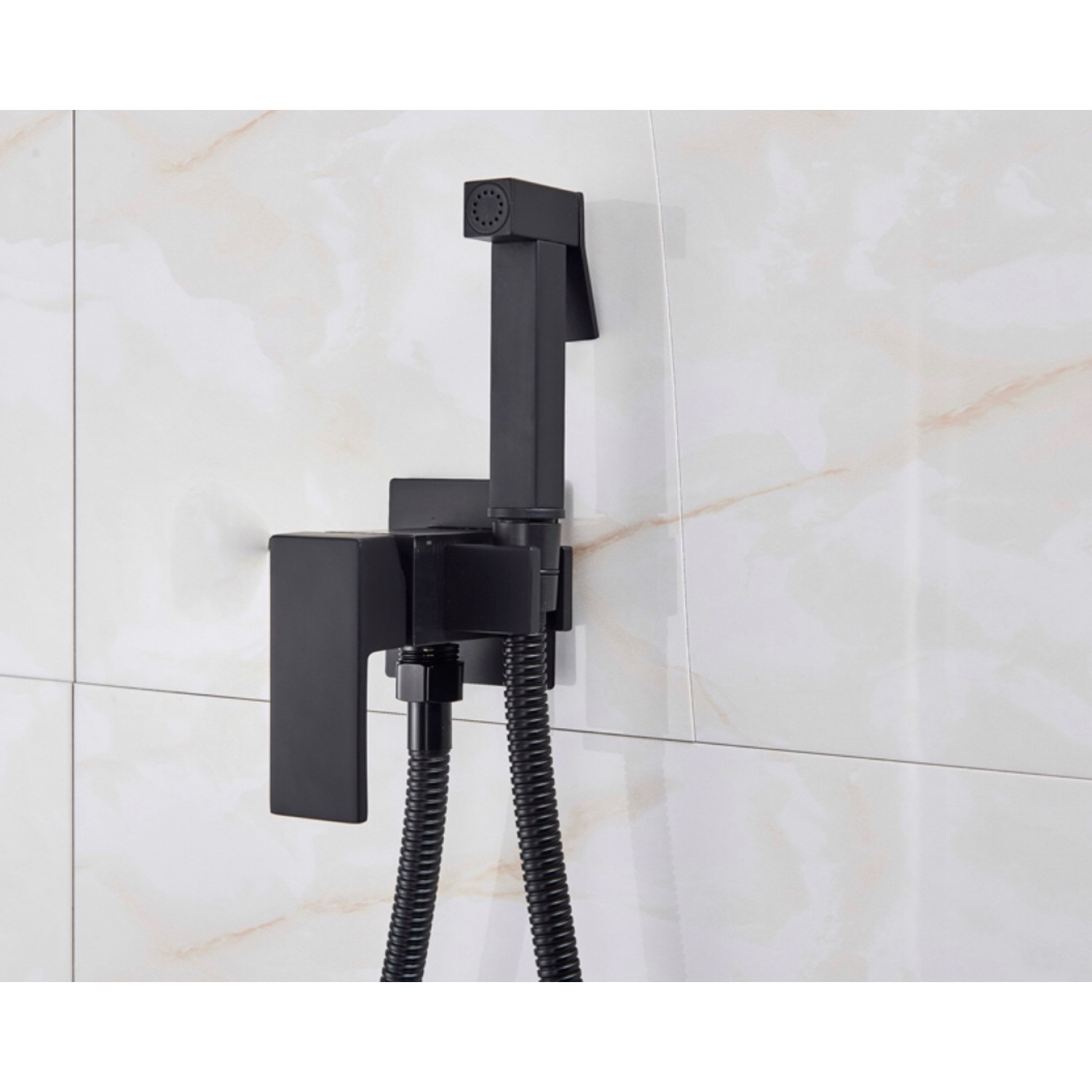 Αναμεικτικος μίκτης εντοιχισμού με ντουζάκι shut-off, για πλύση ατομικής υγιεινής ή πλύση λεκάνης wc MELLRAIN CZ5530 BLACK MAT