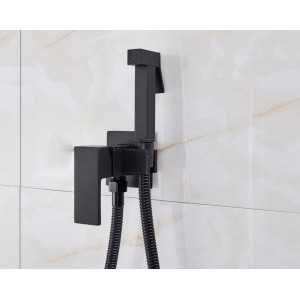 Αναμεικτικος μίκτης εντοιχισμού με ντουζάκι shut-off, για πλύση ατομικής υγιεινής ή πλύση λεκάνης wc MELLRAIN CZ5530 BLACK MAT