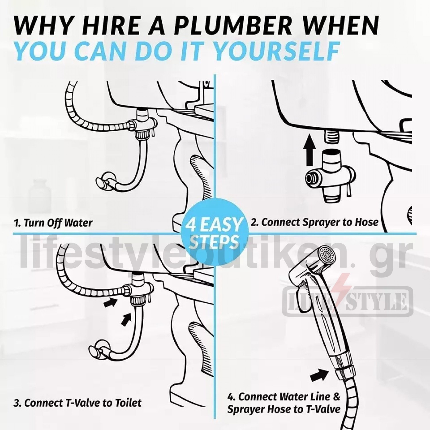 Ντουζάκι Σετ Βρυσάκι Τουαλέτας Ντους Μπιντέ Λεκάνης Εύκολη Εγκατάσταση Ανοξείδωτο ατσάλι MELLRAIN T103