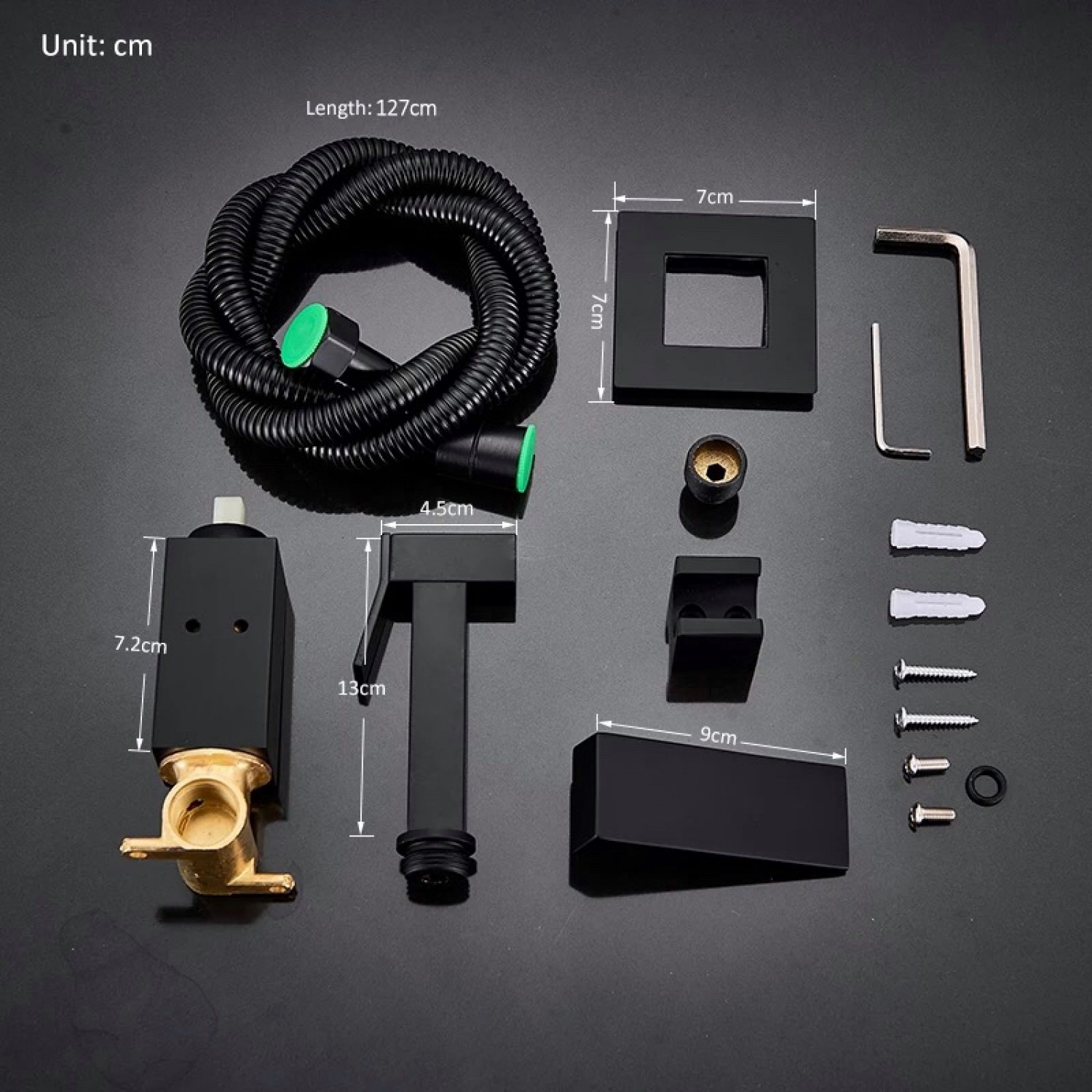 Αναμεικτικος μίκτης εντοιχισμού με ντουζάκι shut-off, για πλύση ατομικής υγιεινής ή πλύση λεκάνης wc MELLRAIN CZ5530 BLACK MAT