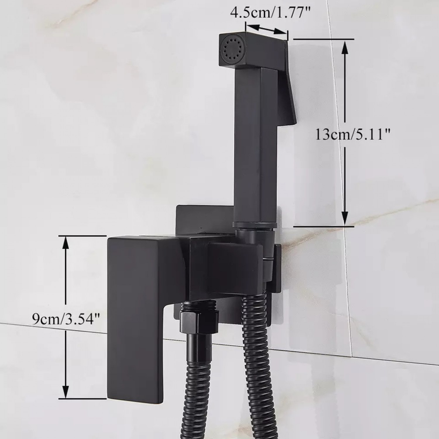 Αναμεικτικος μίκτης εντοιχισμού με ντουζάκι shut-off, για πλύση ατομικής υγιεινής ή πλύση λεκάνης wc MELLRAIN CZ5530 BLACK MAT