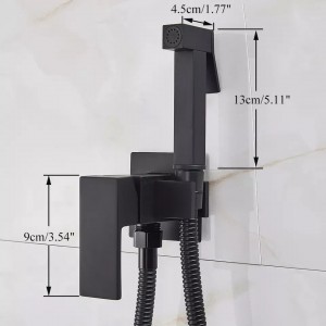 Αναμεικτικος μίκτης εντοιχισμού με ντουζάκι shut-off, για πλύση ατομικής υγιεινής ή πλύση λεκάνης wc MELLRAIN CZ5530 BLACK MAT