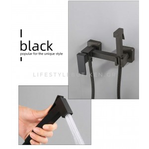 Αναμεικτικος μίκτης εντοιχισμού με ντουζάκι shut-off, για πλύση ατομικής υγιεινής ή πλύση λεκάνης wc STOCCO CZ6630 BLACK MAT