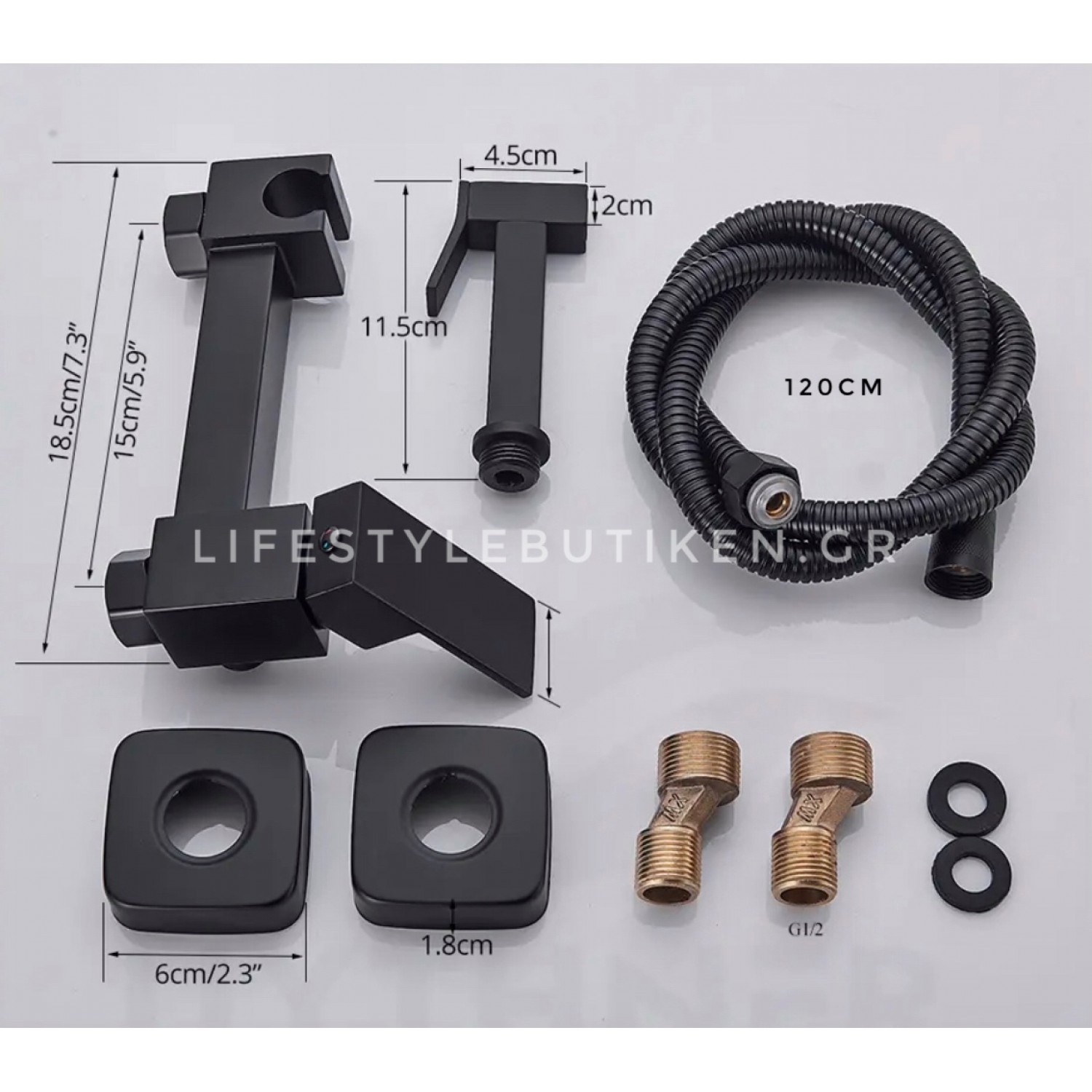 Αναμεικτικος μίκτης εντοιχισμού με ντουζάκι shut-off, για πλύση ατομικής υγιεινής ή πλύση λεκάνης wc STOCCO CZ6630 BLACK MAT