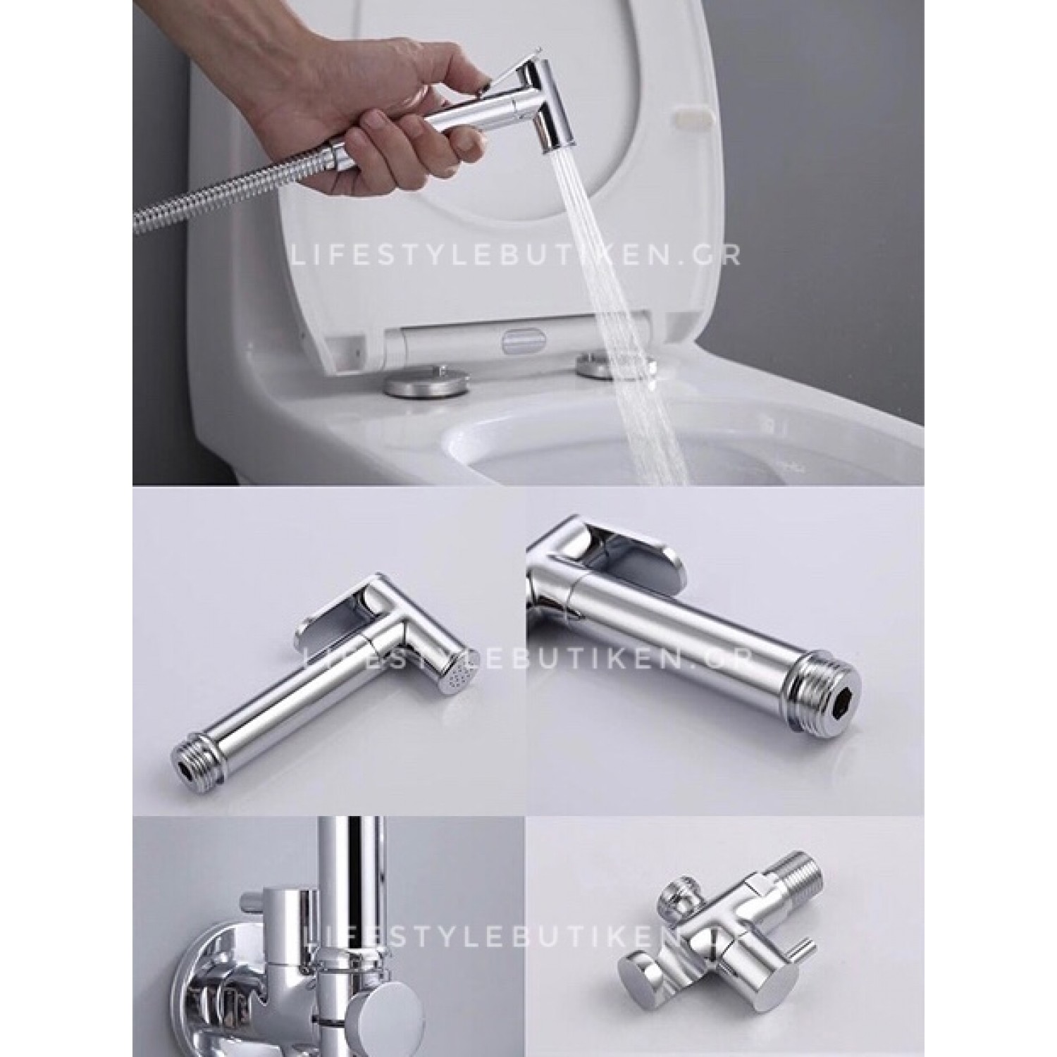 STOCCO Επιτοίχιο Σετ Μπιντέ με Ντουζάκι shut-off ST-401C CHROME