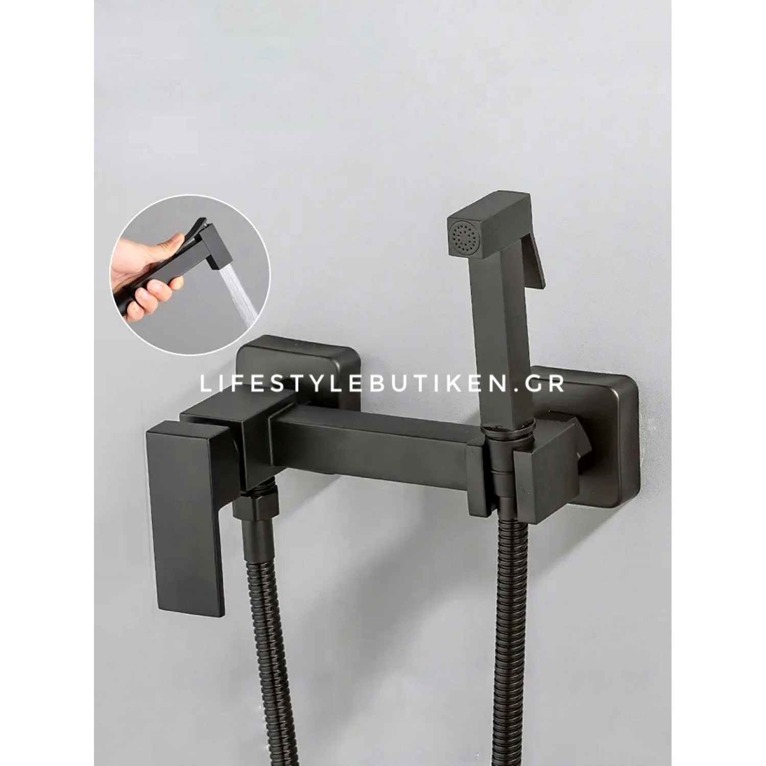 Αναμεικτικος μίκτης εντοιχισμού με ντουζάκι shut-off, για πλύση ατομικής υγιεινής ή πλύση λεκάνης wc STOCCO CZ6630 BLACK MAT