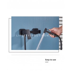 Αναμεικτικος μίκτης εντοιχισμού με ντουζάκι shut-off, για πλύση ατομικής υγιεινής ή πλύση λεκάνης wc STOCCO CZ6630 BLACK MAT