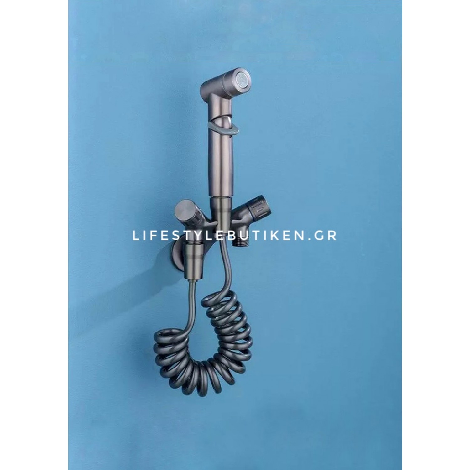 Σετ Ντουζάκι Μπιντέ επιτοίχιο διπλής χρήσης MELLRAIN 18145 GUN GREY