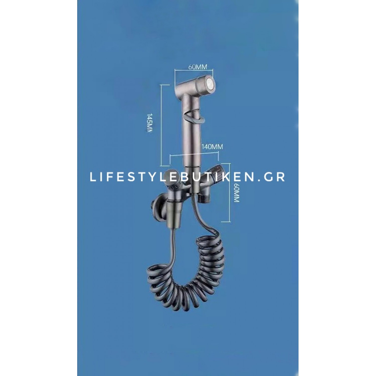 Σετ Ντουζάκι Μπιντέ επιτοίχιο διπλής χρήσης MELLRAIN 18145 GUN GREY