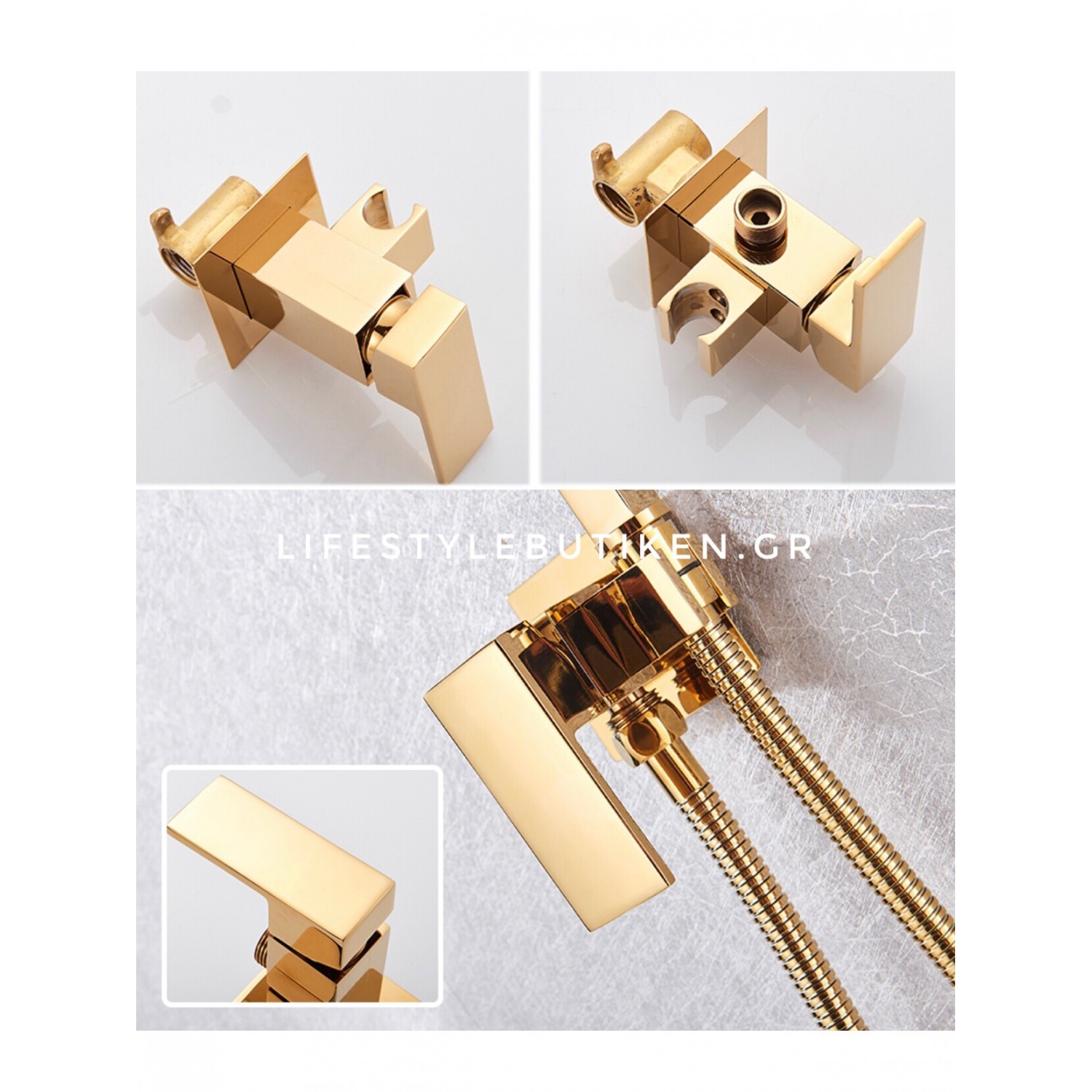 Naron Αναμεικτικος μίκτης εντοιχισμού με ντουζάκι shut-off Ζεστού Κρύου Νερού για πλύση ατομικής υγιεινής ή πλύση λεκάνης wc NR5530 POLISH GOLD