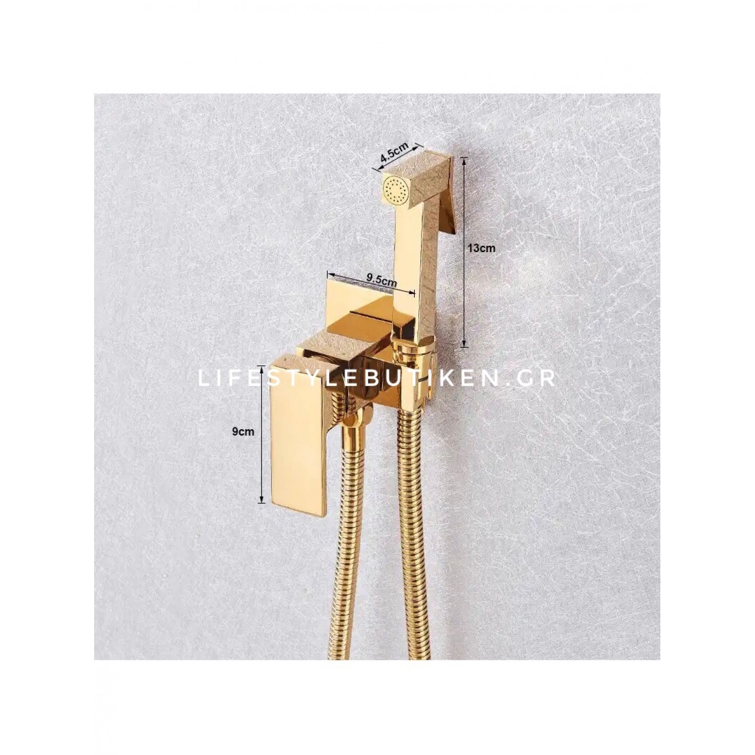 Naron Αναμεικτικος μίκτης εντοιχισμού με ντουζάκι shut-off Ζεστού Κρύου Νερού για πλύση ατομικής υγιεινής ή πλύση λεκάνης wc NR5530 POLISH GOLD