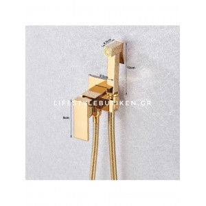 Naron Αναμεικτικος μίκτης εντοιχισμού με ντουζάκι shut-off Ζεστού Κρύου Νερού για πλύση ατομικής υγιεινής ή πλύση λεκάνης wc NR5530 POLISH GOLD