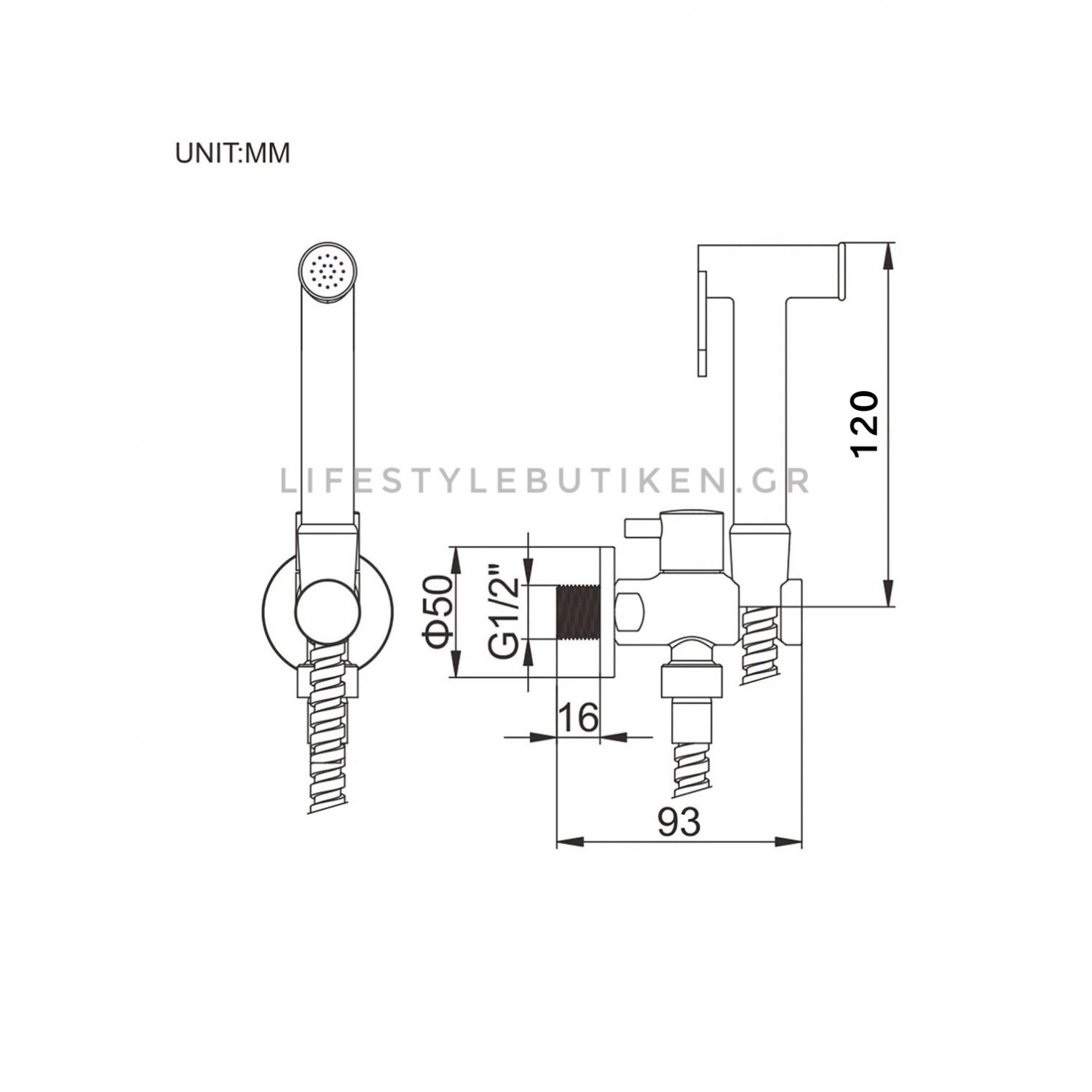 STOCCO Επιτοίχιο Σετ Μπιντέ με Ντουζάκι shut-off ST-402B BLACK MAT