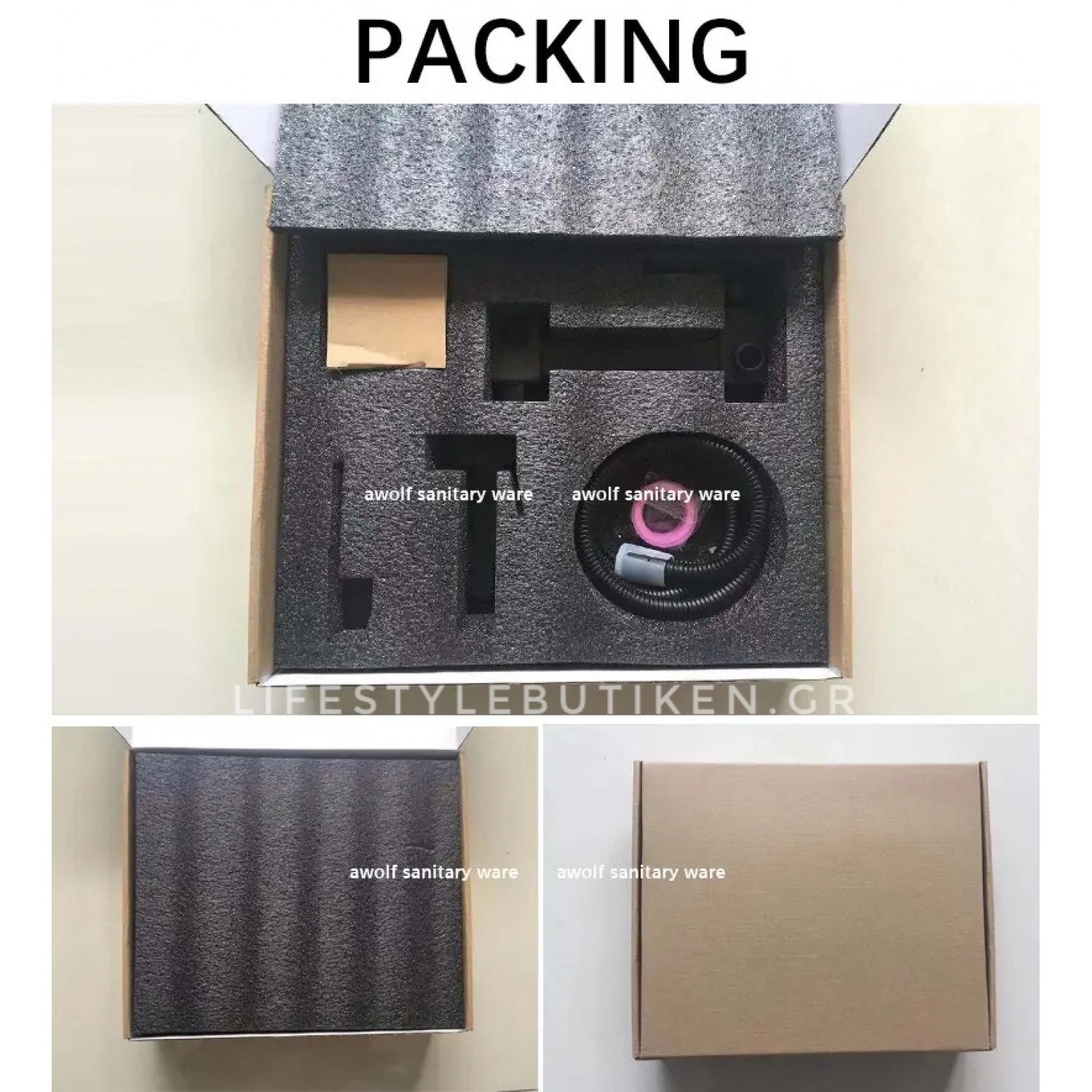 Αναμεικτικος μίκτης εντοιχισμού με ντουζάκι shut-off, για πλύση ατομικής υγιεινής ή πλύση λεκάνης wc STOCCO CZ6630 BLACK MAT