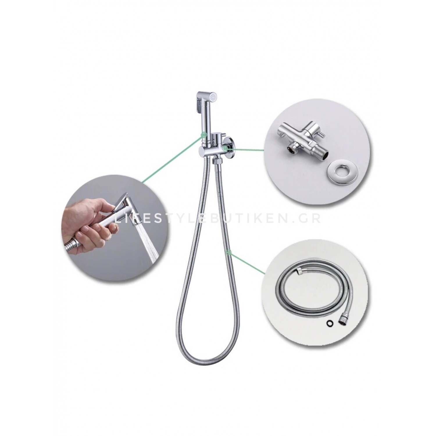 STOCCO Επιτοίχιο Σετ Μπιντέ με Ντουζάκι shut-off ST-401C CHROME