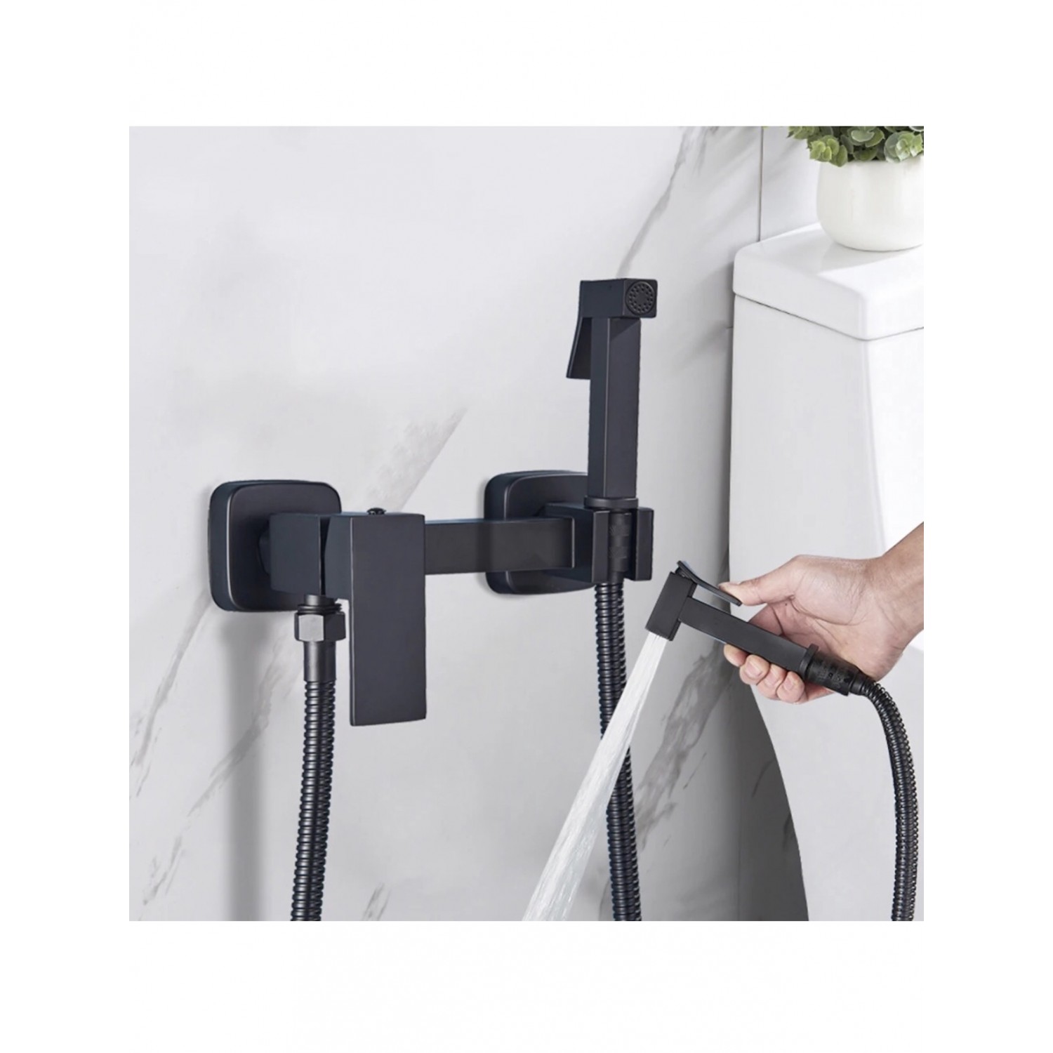 Αναμεικτικος μίκτης εντοιχισμού με ντουζάκι shut-off, για πλύση ατομικής υγιεινής ή πλύση λεκάνης wc STOCCO CZ6630 BLACK MAT