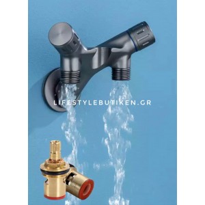 Σετ Ντουζάκι Μπιντέ επιτοίχιο διπλής χρήσης MELLRAIN 18145 GUN GREY