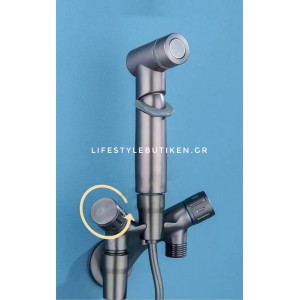 Σετ Ντουζάκι Μπιντέ επιτοίχιο διπλής χρήσης MELLRAIN 18145 GUN GREY