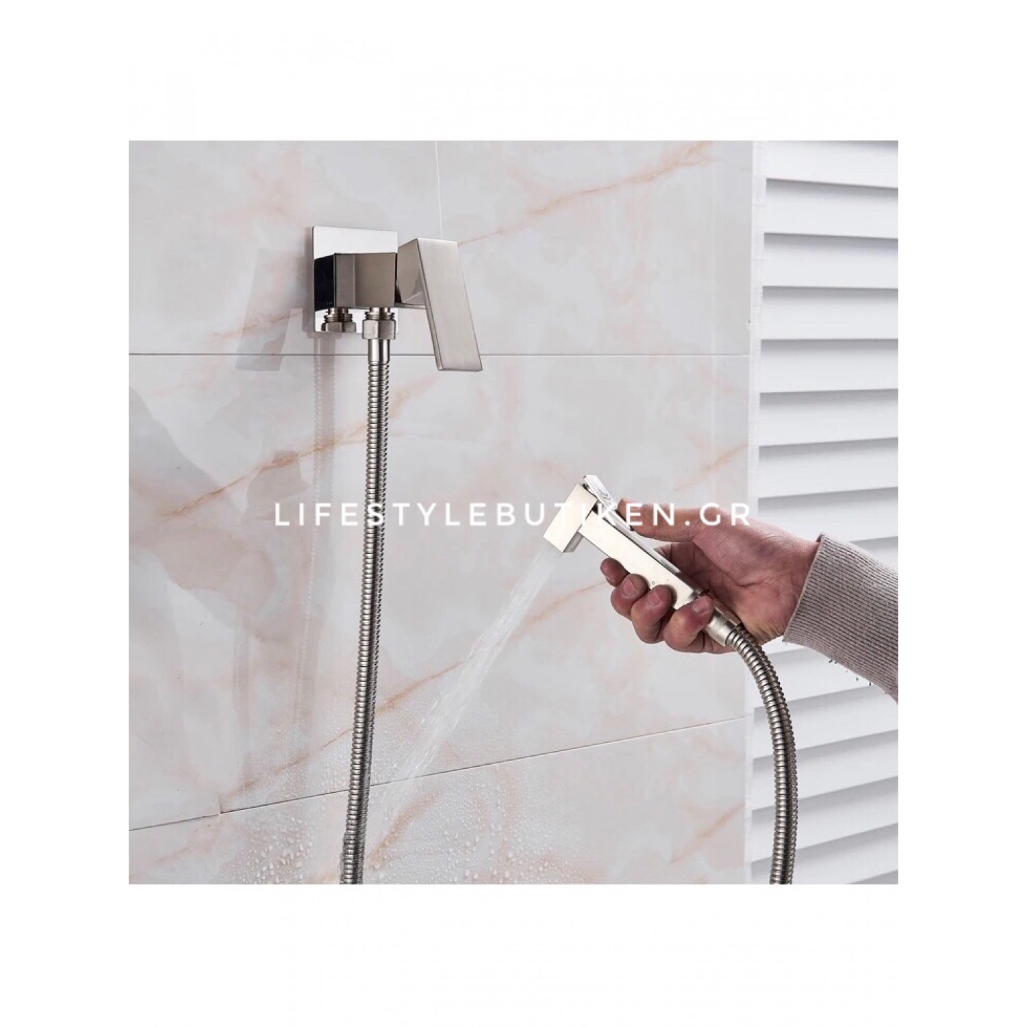 Naron Αναμεικτικος μίκτης εντοιχισμού με ντουζάκι shut-off Ζεστού Κρύου Νερού για πλύση ατομικής υγιεινής ή πλύση λεκάνης wc NR5530 MAT NICKEL