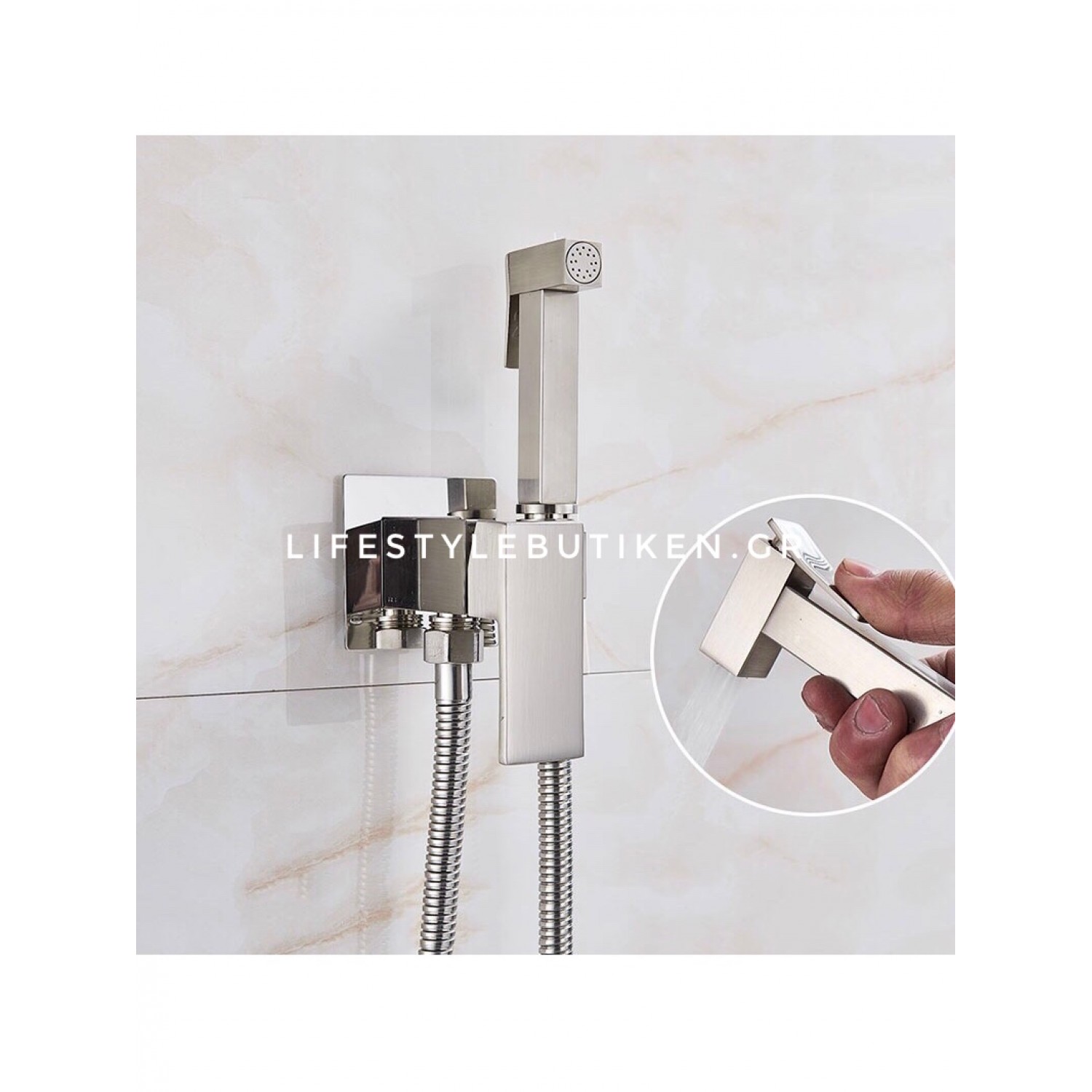 Naron Αναμεικτικος μίκτης εντοιχισμού με ντουζάκι shut-off Ζεστού Κρύου Νερού για πλύση ατομικής υγιεινής ή πλύση λεκάνης wc NR5530 MAT NICKEL